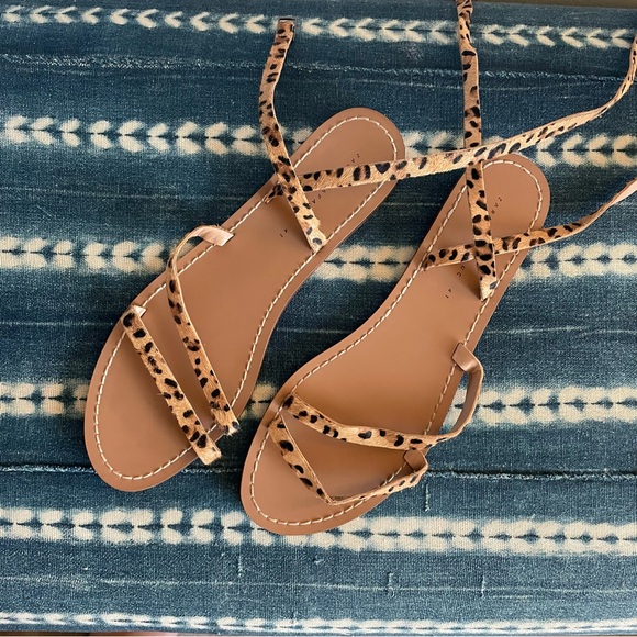 ZARA Leopard Print Strappy Sandals - Size 9.5 - Picture 1 of 9